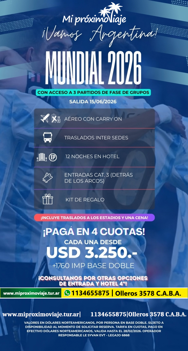 PAQUETE FULL MUNDIAL EN CUOTAS!